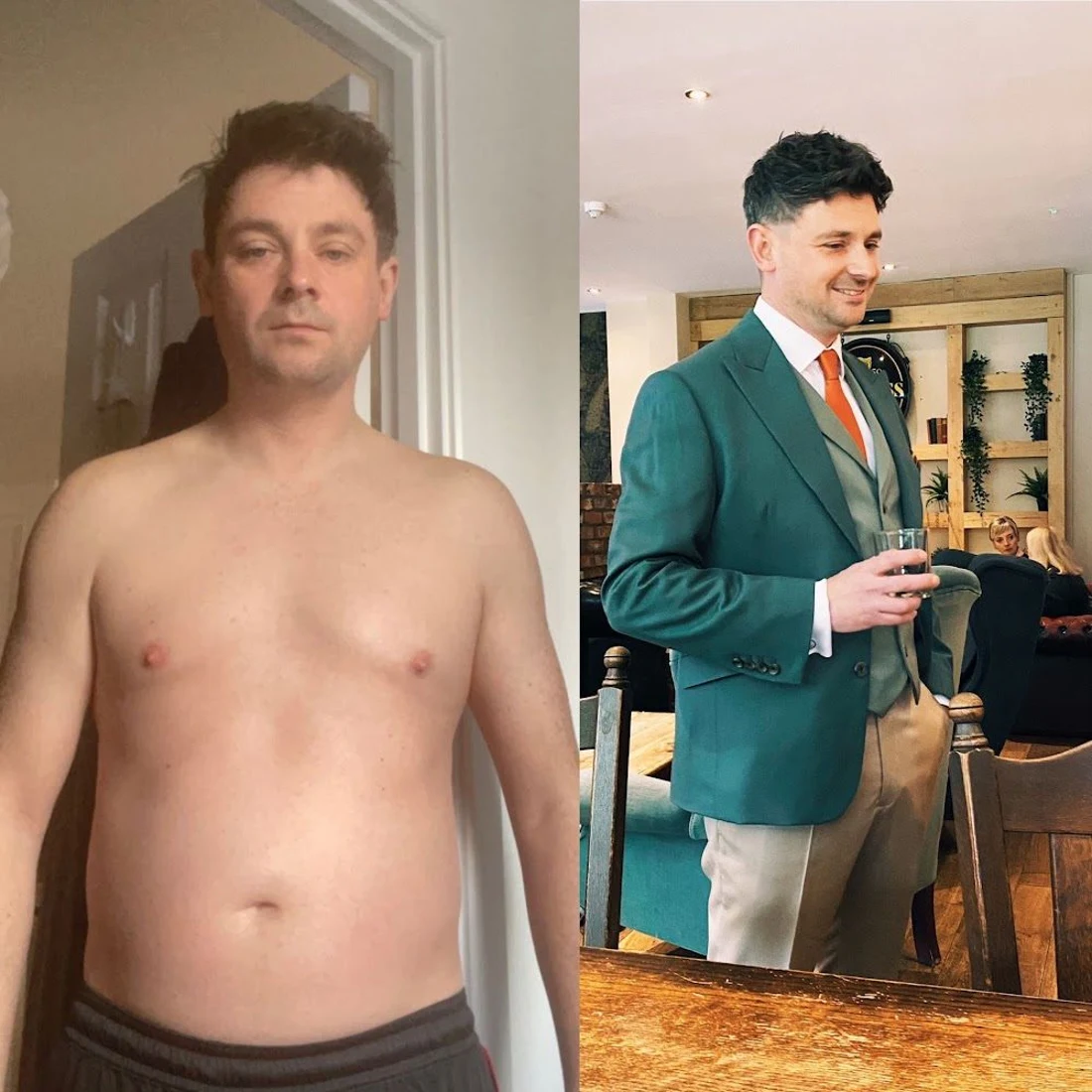 Tom’s before and after progress